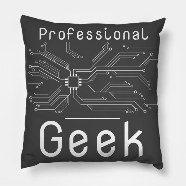 Professional Geek - Circuit Board Pillow by sketchtodigital