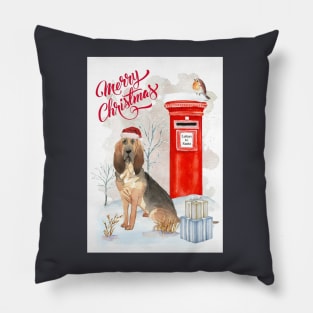 Bloodhound Merry Christmas Santa Dog Pillow