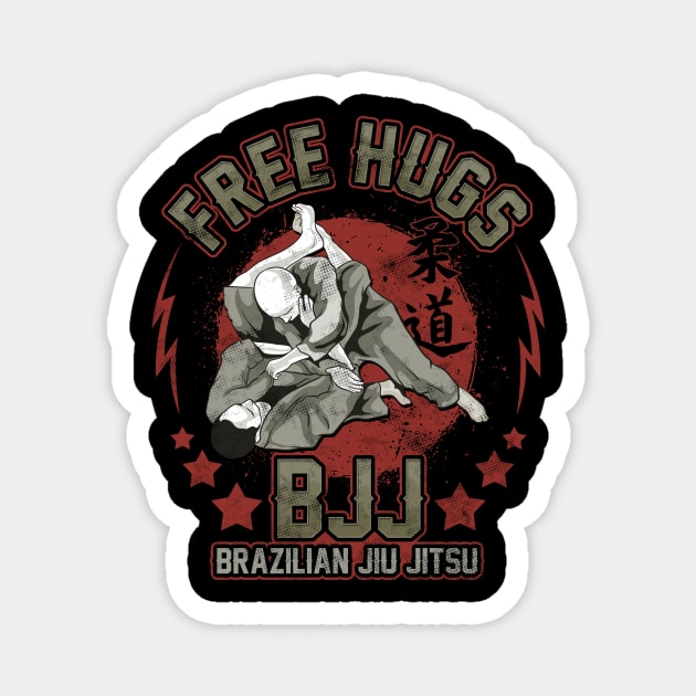 Funny Free Hugs Jiu Jitsu Pun BJJ Martial Arts Magnet by theperfectpresents