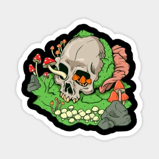 Skull mushrooms and moss - Aestethic Goblincore Magnet