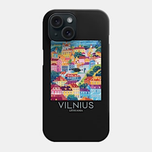 A Pop Art Travel Print of Vilnius - Lithuania Phone Case