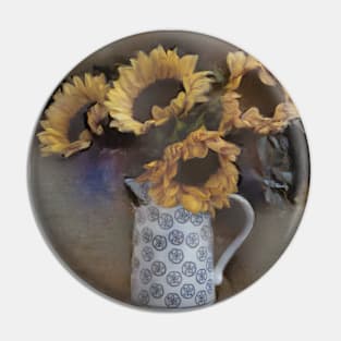 Vintage Sunflower Vase Pin