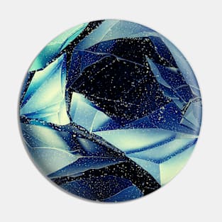 Abstract Blue and Green Roses Pin