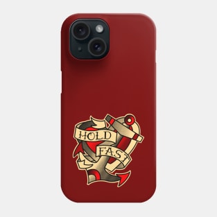 Hold fast, anchor and heart with traditional tattoo banner design Phone Case