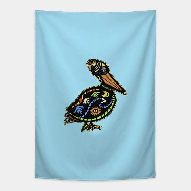 Kure Beach Pelican Tapestry by Trent Tides