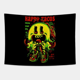 Happy Tacos Funny Taco Japanese Anime Tapestry