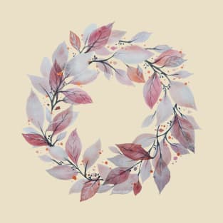 Watercolor Botanical Leaf Wreath T-Shirt