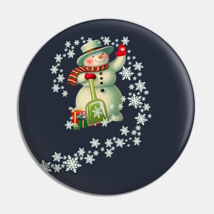 Christmas Vintage Snowman & Snowflakes Pin