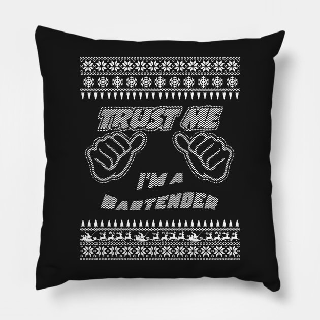 Trust me, i’m a BARTENDER – Merry Christmas Pillow by irenaalison