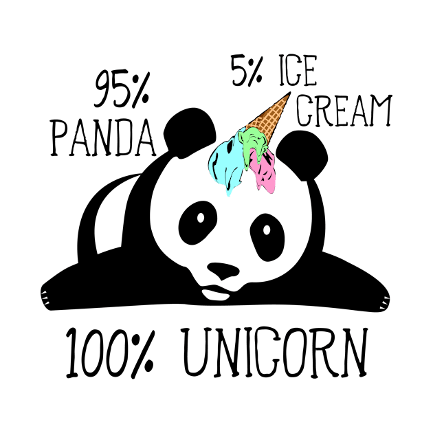 95% Panda 5% Ice Cream 100% Unicorn Funny Pandicorn by Xeire