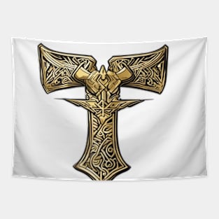 Golden Norse Valknut Sword Design No. 583 Tapestry