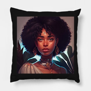 Black Woman Anime Style Pillow