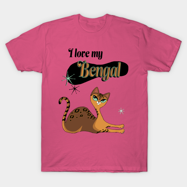 Discover I Love My Bengal Cat Orange Pink - Bengal - T-Shirt