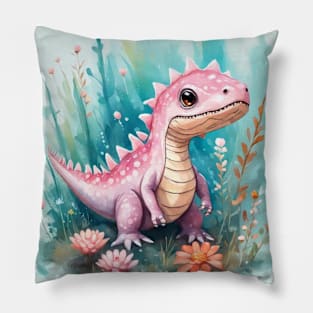 cute pink dinosaur Pillow