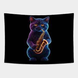 Saxophone Cat Tapestry