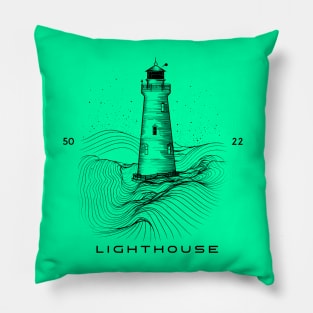 Lighthouse Minimalist Design with Mountain Pillow