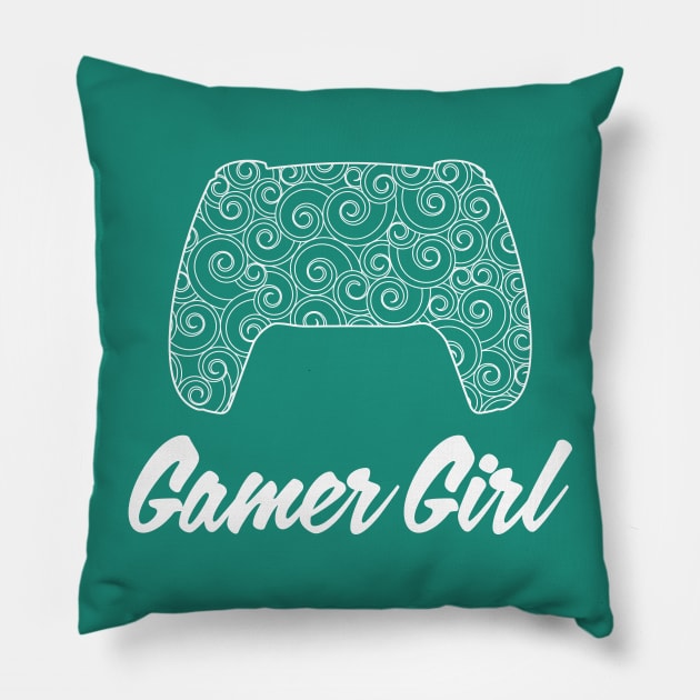 Gamer Girl, Whirlesque Video Game Console Controller Pillow by cottoncanvas