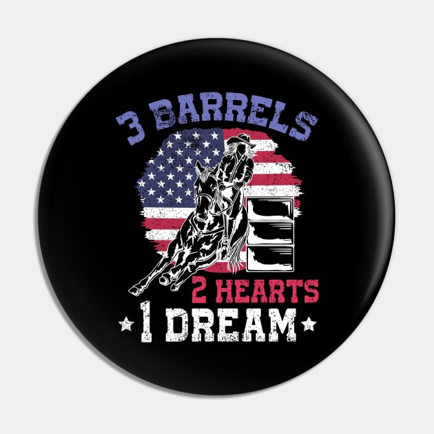 3 Barrels 2 Hearts 1 Dream I Horseback Riding Pin by biNutz