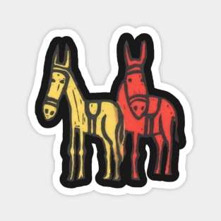 Donkeys, two summer beach donkeys, classic British Seaside Fun! Magnet