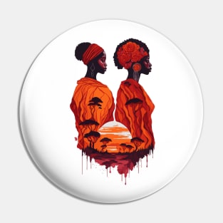 Sisters Friendship in African sunset Pin