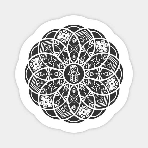 Ornamental Hamsa Mandala Grunge Magnet by MellowGroove