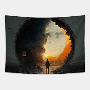 Space -time door Tapestry