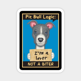 Gray & White Pit Bull holding sign Magnet