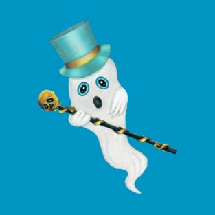 Ghost Top Hat Fancy Cane Gold Skull T-Shirt