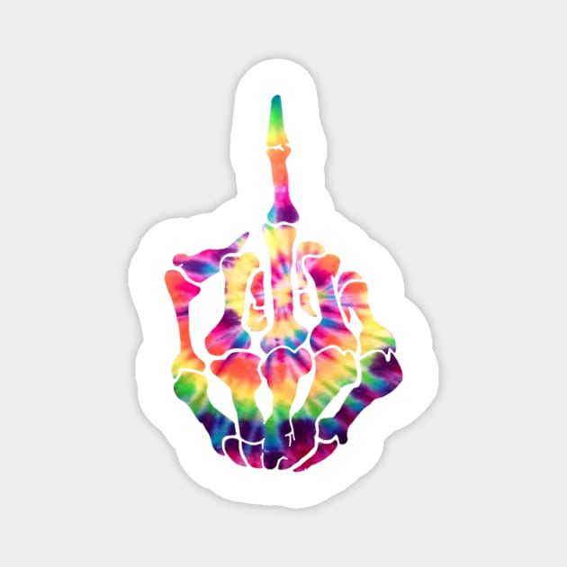 Skeleton Middle Finger Flipping the Bird Tie Dye Tee Magnet by charlescheshire