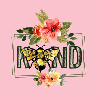 Bee Kind Bee and Flower Design T-Shirt