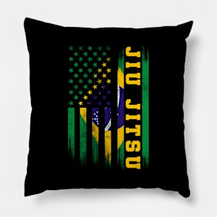 Jiu Jitsu Brazilian Bjj Brazil United States Flag Pillow