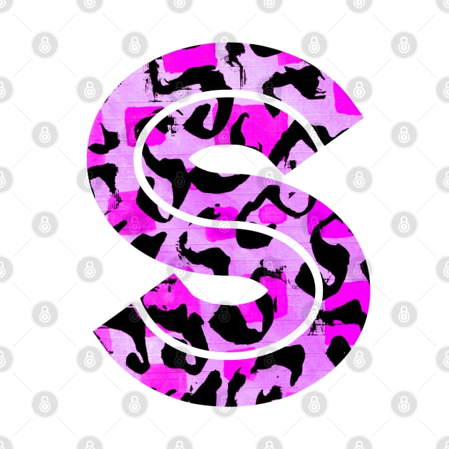 Abstract Letter S Watercolour Leopard Print Alphabet by Squeeb Creative