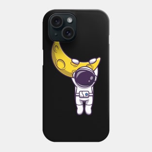 Astronaut Hanging On Moon Cartoon Phone Case