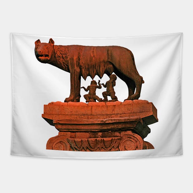 Capitoline Wolf Romulus and Remus Roman Empire Symbol Tapestry by oknoki