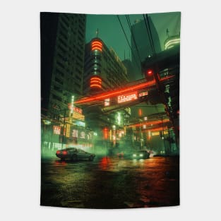 Cyberpunk street Tapestry