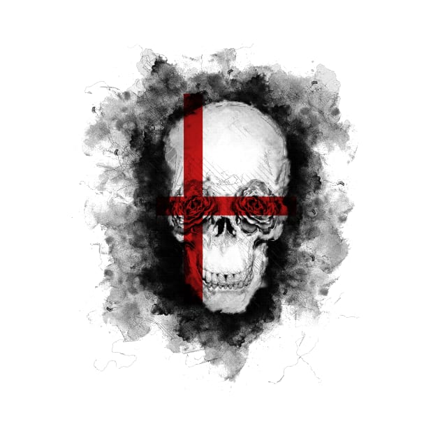 Cool Skull Rocker With Eye Roses and a Red Cross by bestcoolshirts