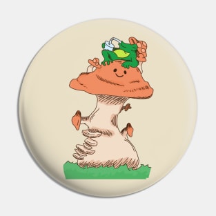 Frog sipping cold, refreshing,water on a mushroom. Pin