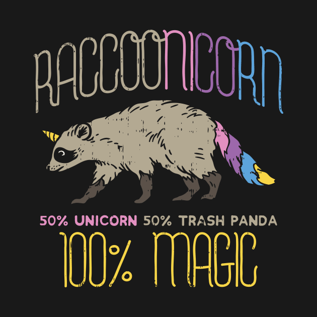 Raccoon Unicorn T-Shirt magic trash panda by biNutz