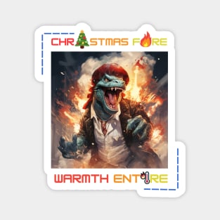 Godzilla Christmas fire warmth entire Magnet