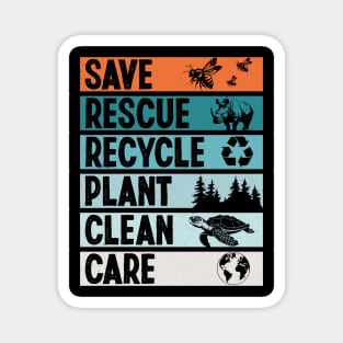 Vintage Earth Day Save Rescue Recycle Plant Clean Care 2024 Magnet