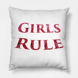 Girls Rule in Pink Flowers - Girl Power Word Art Pillow