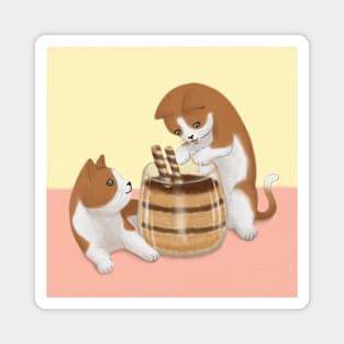 Cute Cats and Dessert Illustration Art Magnet