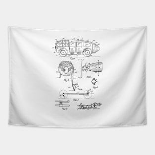 Motor Car Vintage Patent Drawing Tapestry