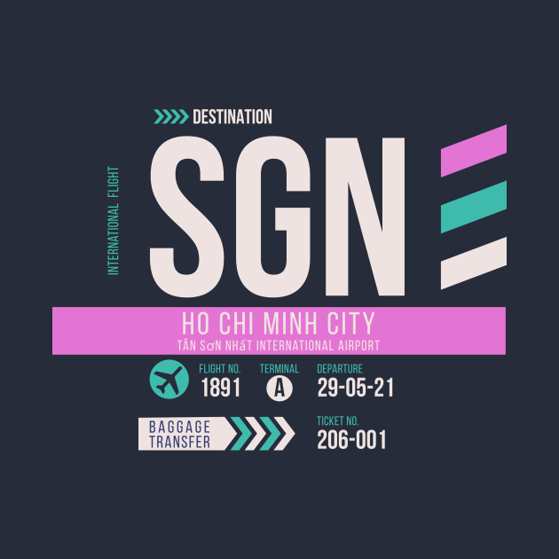 Ho Chi Minh City (SGN) Airport Code Baggage Tag Saigon Vietnam Long
