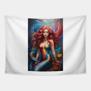 Feature Fin Colorful Mermaid Tapestry