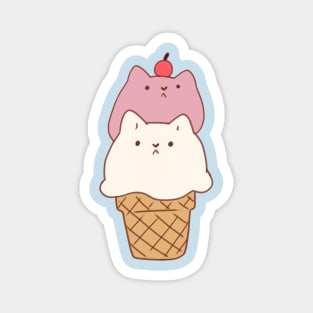 Ice cream cat strawberry and vanilla Magnet