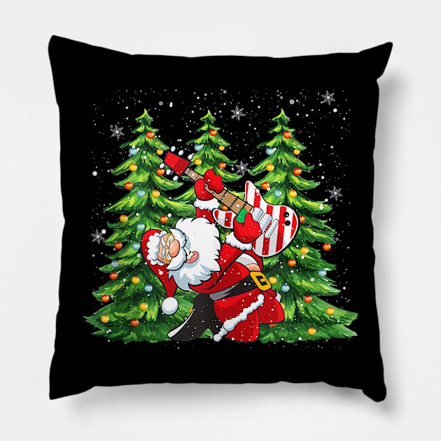 Unique Rock & Roll - Santa Claus Guitar Player Christmas Pillow by Origami Fashion