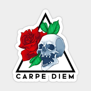 Carpe Diem Skull and Rose Magnet