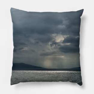 Darkness and light. Cloud break over the Isle of Arran Pillow