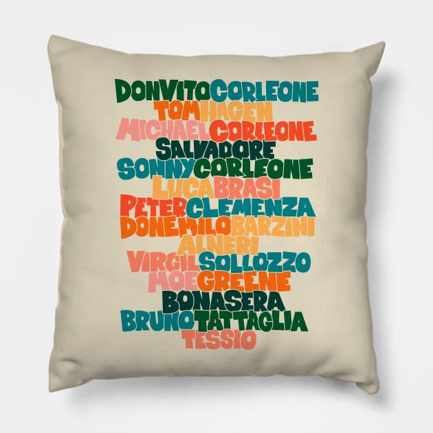 The Godfather: Tribute to the Main Actors of the Classic Pillow by Boogosh